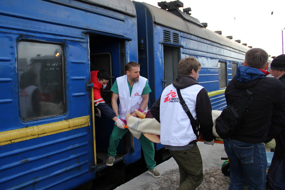 Comboio medicalizado da MSF na Ucrânia. Abril, 2022.