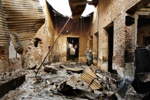 Centro de Traumatologia da MSF em Kunduz após o ataque que destruiu a unidade, em outubro de 2015.