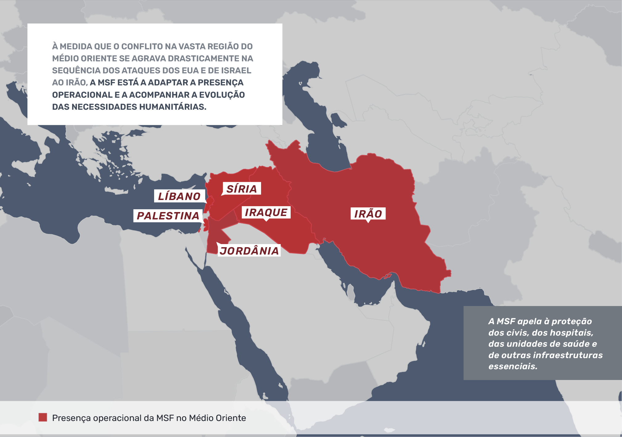 Mapa atividades MSF no médio oriente português