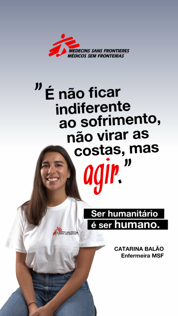 Imagem Catarina balão, enfermeira MSF, para a campanha "Ser Humanitário é Ser Humano”