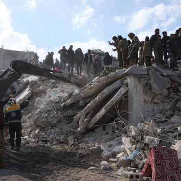 Imagens contextuais do impacto do terramoto tiradas a 7 de fevereiro de 2023. Província de Idlib, Noroeste da Síria.