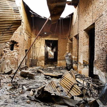 Centro de Traumatologia da MSF em Kunduz após o ataque que destruiu a unidade, em outubro de 2015.