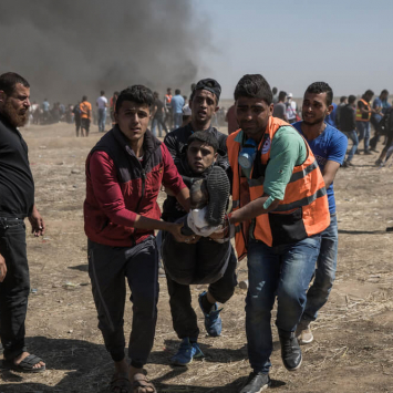 Em março, milhares de manifestantes se reuniram na fronteira de Gaza com Israel durante os protestos da Marcha do Retorno.